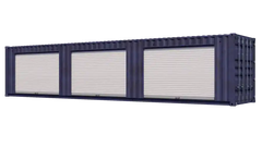 40ft Used Storage Container w/ Three 8ft Roll-up Doors on Left Side image 0