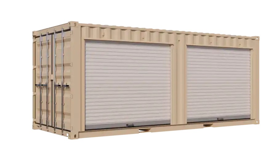 20ft New Storage Container w/ Two 8ft Roll-up Doors on Right Side image 0