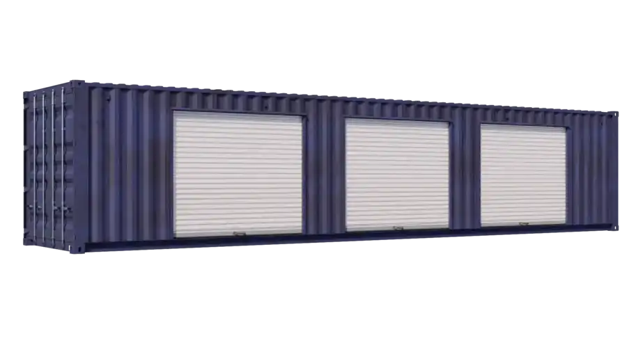 40ft Used Storage Container w/ Three 8ft Roll-up Doors on Right Side image 0